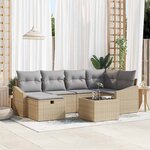 vidaXL Ensemble de canapé de jardin 7 Pièces Beige 55 x 62 x 69 cm