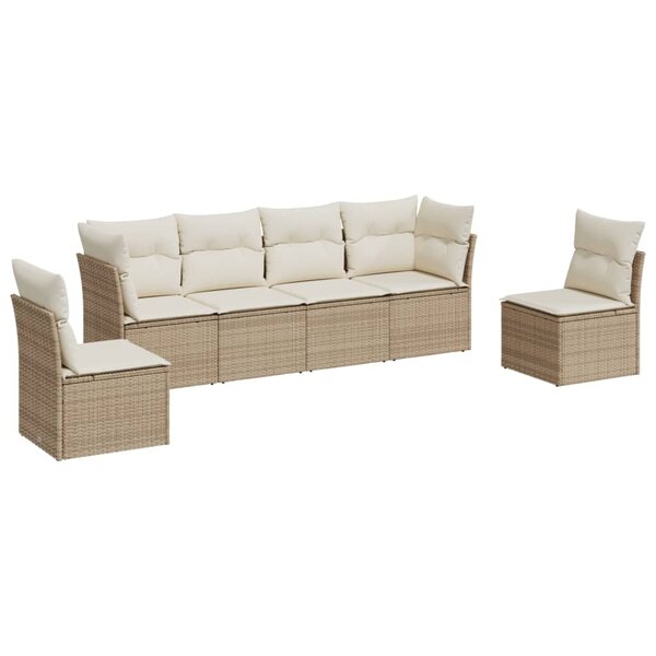 vidaXL Salon de jardin avec coussins 6 Pièces beige résine tressée