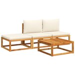 vidaXL Salon de jardin avec coussins 4 Pièces bois d'acacia massif