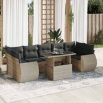 vidaXL Salon de jardin 8 Pièces avec coussins gris clair résine tressée