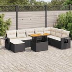 vidaXL Salon de jardin 9 Pièces avec coussins noir résine tressée