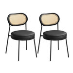 Lot de 2 chaise de cuisine dossier en polyrattan similicuir rembourrée pour la cuisine et le salon noir 12_0006187