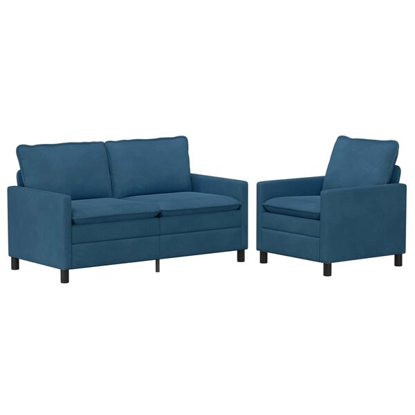 vidaXL Ensemble de Canapés 2 pc Bleu Velours