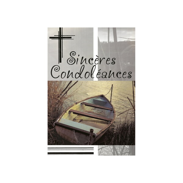 Carte de voeux - condoléances - sincères condoléances - barque