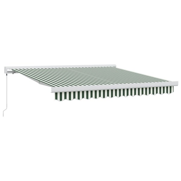 vidaXL Store Rétractable Manuel Vert et Blanc 350x250 cm
