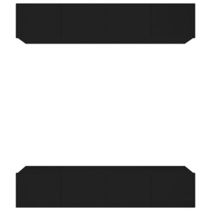 vidaXL Meubles TV 4 Pièces Noir 80x30x30 cm Bois d'ingénierie