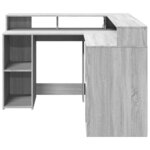 vidaXL Bureau et lumières LED sonoma gris 130x130x91cm bois ingénierie