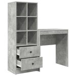 vidaXL Bureau avec tiroir avec étagère avec stockage 2 Pièces Gris béton
