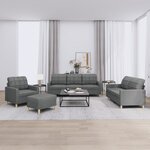 vidaXL Ensemble de canapés 4 Pièces avec coussins Gris foncé Tissu