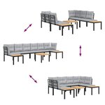 vidaXL Salon de jardin avec coussins 5 Pièces noir acier enduit de poudre