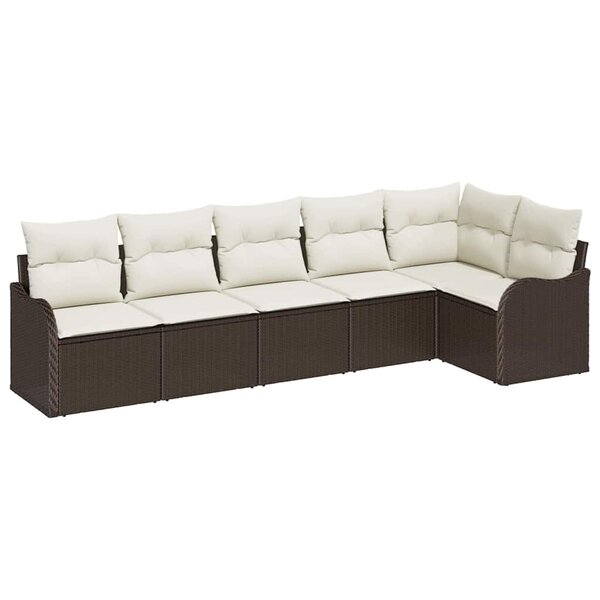 vidaXL Ensemble de canapé de jardin 6 Pièces Marron Poly rotin