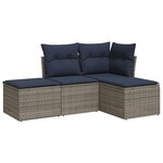 vidaXL Salon de jardin 4 Pièces avec coussins gris résine tressée