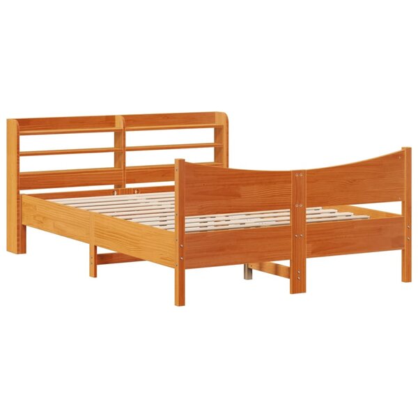 vidaXL Cadre de lit et tête de lit cire marron 120x200 cm bois de pin
