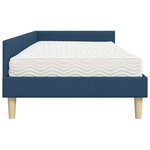 vidaXL Cadre de lit d'angle avec matelas avec matelas 2 Pièces Bleu tissu