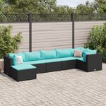 vidaXL Salon de jardin 7 Pièces avec coussins Noir Résine tressée