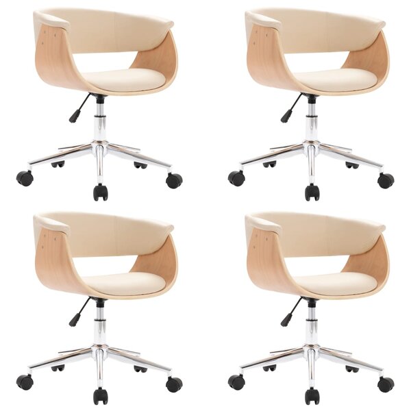 vidaXL Chaises pivotantes à manger lot de 4 crème similicuir