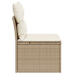 vidaXL Chaise de jardin sans accoudoirs avec coussins beige poly rotin