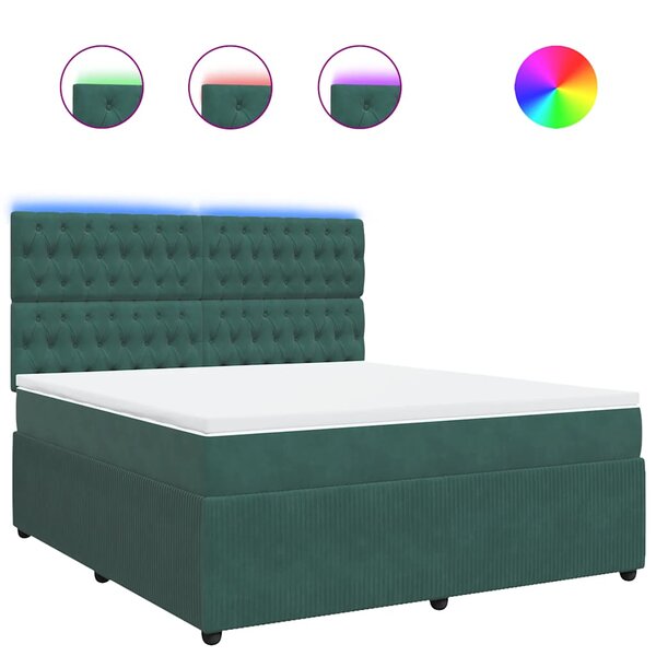 vidaXL Sommier à lattes de lit et matelas Vert foncé 180x200cm Velours