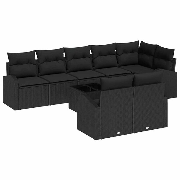 vidaXL Ensemble de canapé de jardin 9 Pièces 289 x 124 x 85 cm Poly rotin