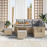 vidaXL Ensemble de canapé de jardin 9 Pièces Beige et Gris clair