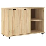 vidaXL Cabinet roulant Marron 100 x 39 x 65 5 cm Bois de Pin Massif