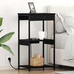 vidaXL Table de nuit avec station de chargement Chêne noir