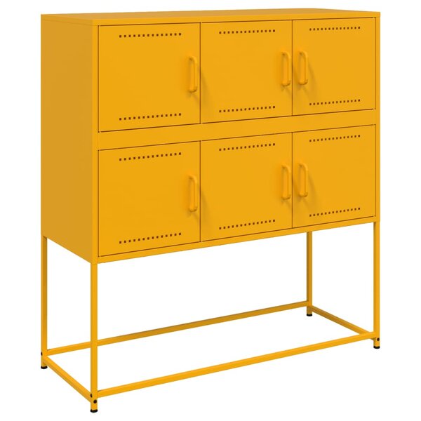 vidaXL Buffet jaune moutarde 100 5x39x107 cm acier laminé à froid
