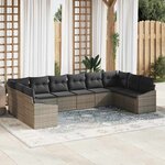 vidaXL Ensemble de salle à manger pour jardin avec coussin 10 Pièces Gris