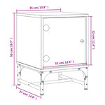vidaXL Table de chevet avec porte en verre gris béton 35x37x50 cm