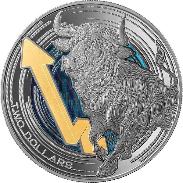 Pièce de monnaie en Argent 2 Dollars g 31.1 (1 oz) Millésime 2025 BULL AND BEAR MARKETS