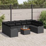 vidaXL Ensemble de canapé de jardin 10 Pièces Noir Poly rotin