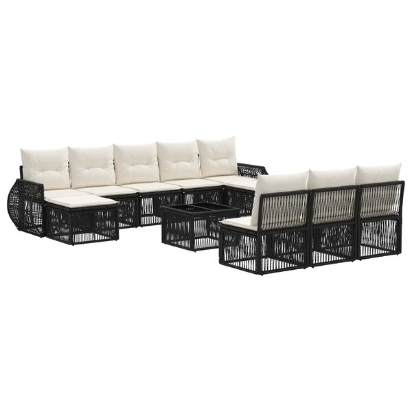 vidaXL Ensemble de canapé de jardin 11 pc Noir et blanc crème