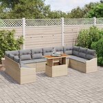 vidaXL Ensemble de canapé de jardin 11 Pièces Beige Poly rotin