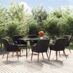 vidaXL Mobilier de salle à manger de jardin avec coussins 7 Pièces Noir