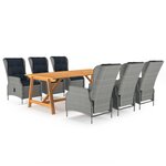 vidaXL Ensemble de salle à manger de jardin 7 Pièces Gris clair