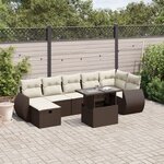 vidaXL Salon de jardin 8 Pièces avec coussins marron résine tressée