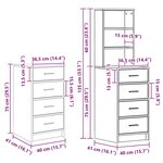 vidaXL Table de Toilette 3 Pièces Gris 40 x 41 x 135 cm Bois d'ingénierie