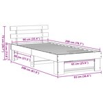 vidaXL Cadre de lit Marron 90 x 200 cm Bois massif en pin
