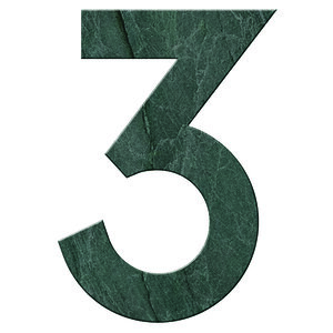 Numéro 3 - Numéro adhésif pour boîtes aux lettres- Pierre véritable 50 mm  Malachite