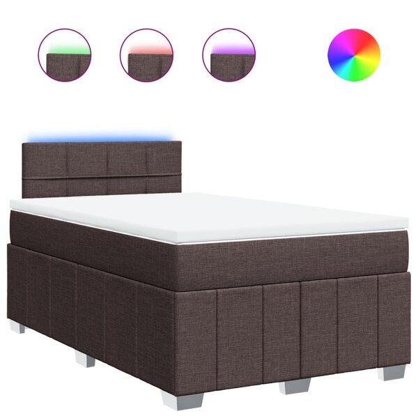 vidaXL Sommier à lattes de lit et matelas marron foncé 120x190cm tissu