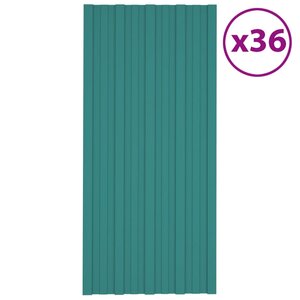 vidaXL Panneaux de toiture 36 Pièces Acier galvanisé Vert 100x45 cm