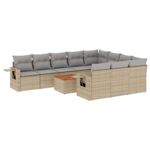 vidaXL Salon de jardin et coussins 11 Pièces mélange beige résine tressée