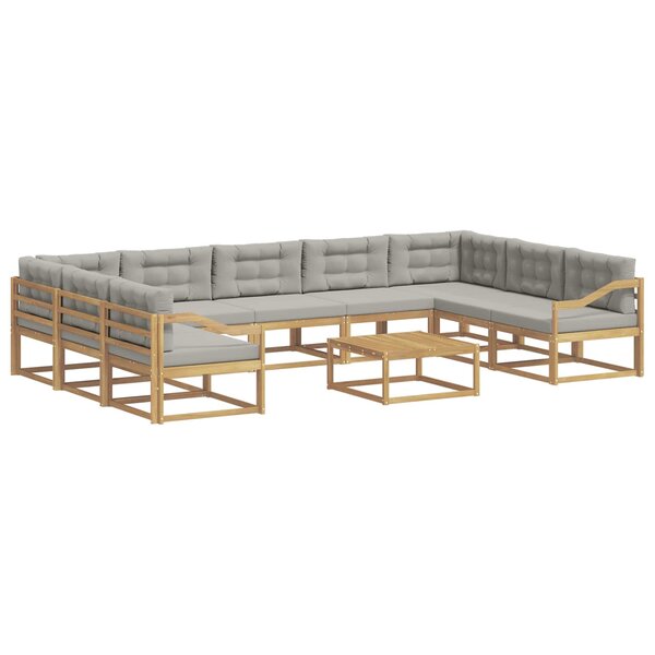 vidaXL Ensemble de canapés d'extérieur 10 Pièces Blanc et gris clair