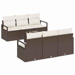 vidaXL Ensemble de canapé de jardin 7 Pièces Marron  Crème