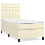 vidaXL Sommier à lattes de lit avec matelas Crème 90x200 cm Similicuir