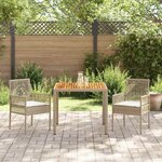 vidaXL Ensemble de salle à manger pour jardin 3 Pièces Beige Poly rotin
