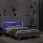 vidaXL Cadre de lit avec tête de lit et LED sonoma gris 120x190 cm