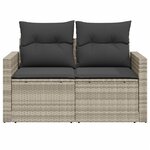vidaXL Canapé de jardin 2 places et coussins gris clair résine tressée