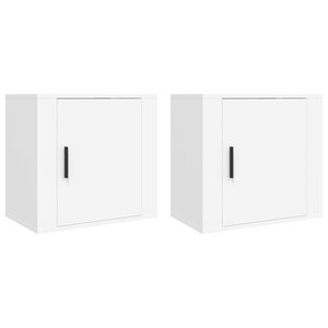 vidaXL Tables de chevet murales 2 Pièces Blanc 50x30x47 cm