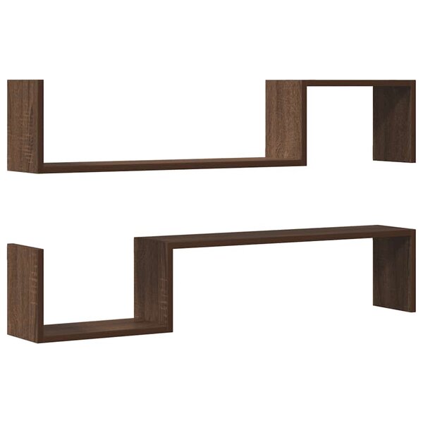 vidaXL Étagères murales 2 Pièces Chêne marron 100x15x20 cm